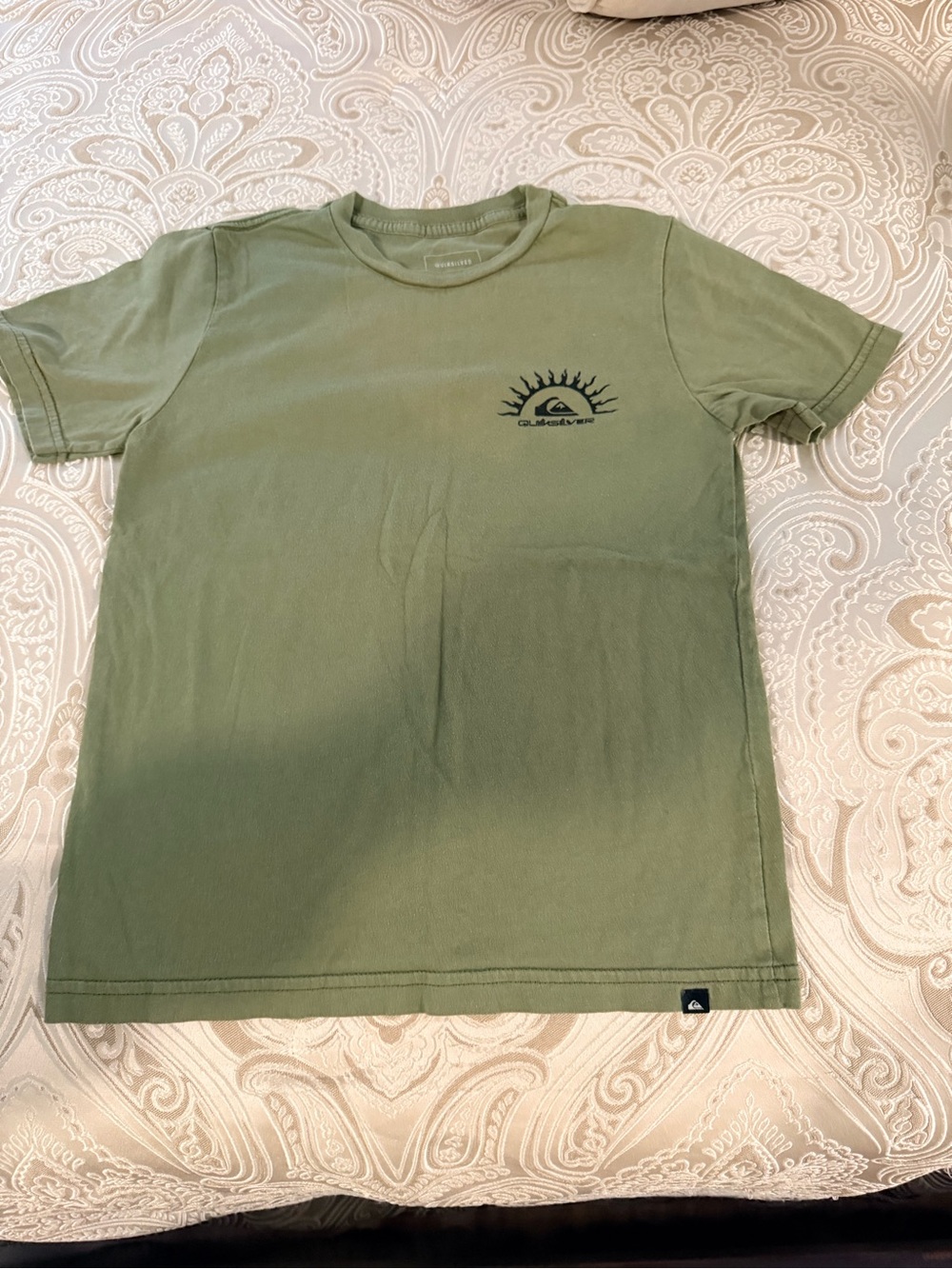 Quiksilver Olive Green Chest Logo Crew Tee